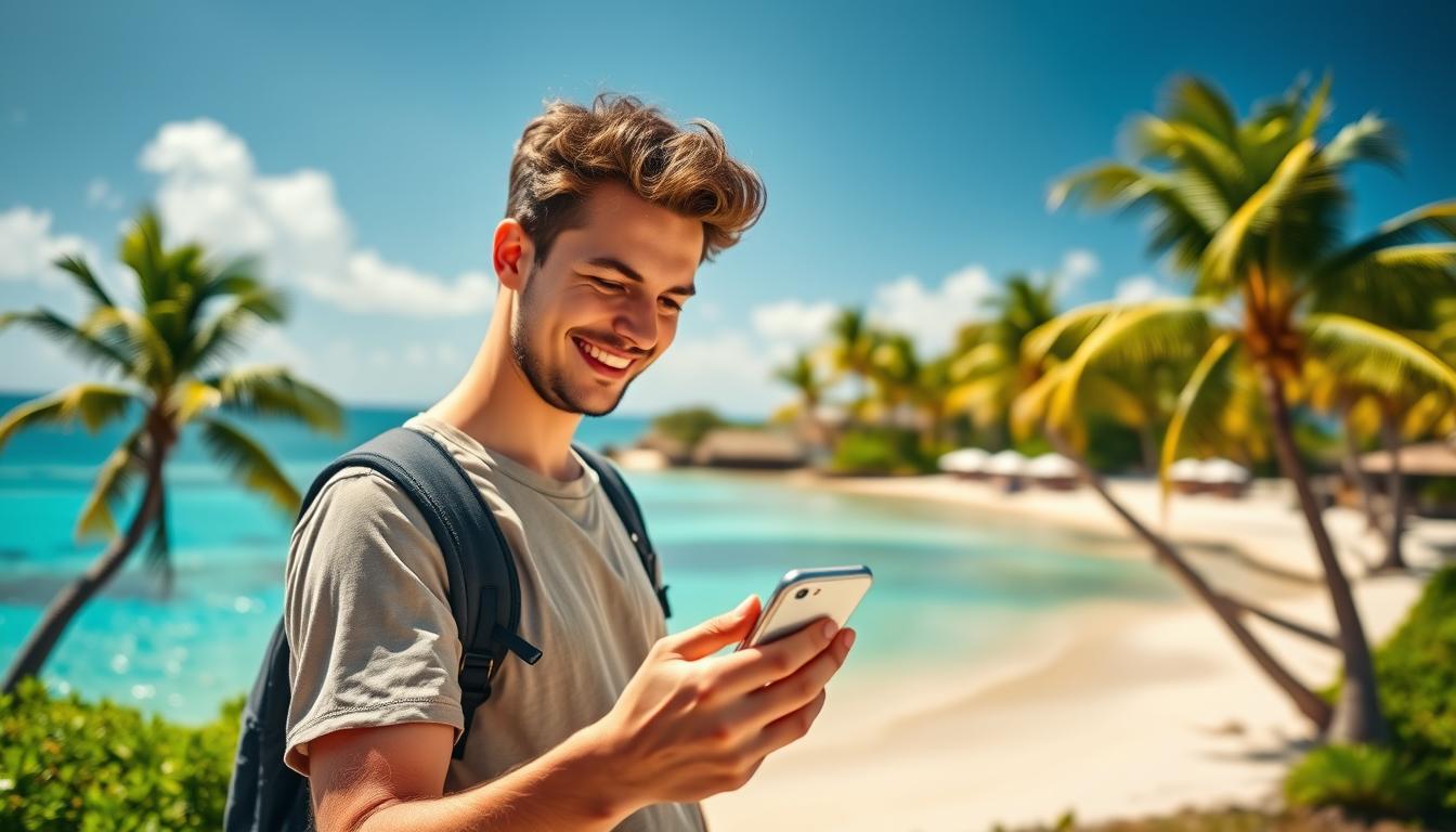 sharing travel photos on social media